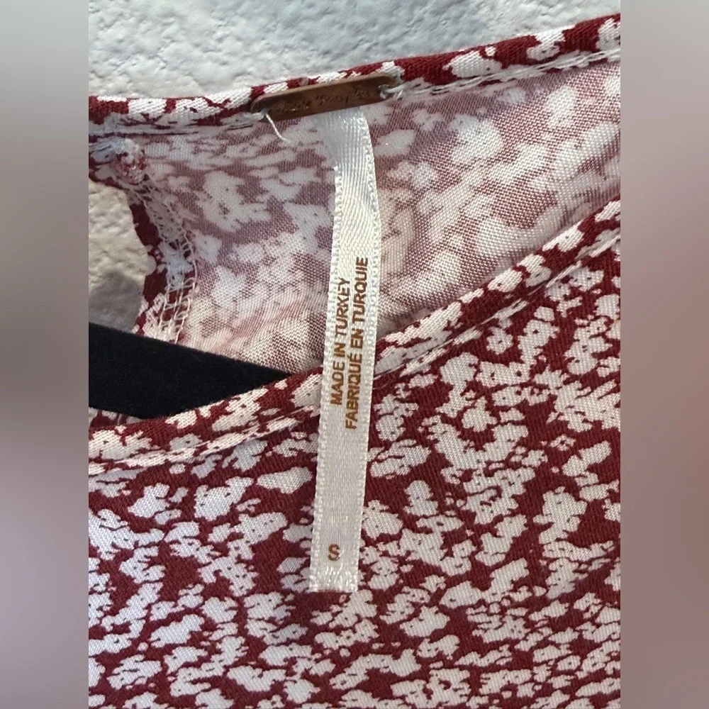 Free People Dancing in the Dark Mini Dress Red Burgundy Floral Boho Open Back S - Picture 13 of 15